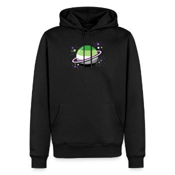 Planète spatiale asexuée aromatique - Sweat à capuche Premium bio Homme - noir - Devant - Nico (187cm)