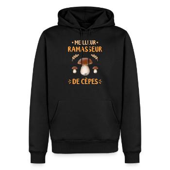 Cèpe Champignons champignon Ramasseur Cueillette - Sweat à capuche Premium bio Homme - noir - Devant - Nico (187cm)