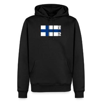 Drapeau Suomi Finlande Finnois Scandinavie - Sweat à capuche Premium bio Homme - noir - Devant - Nico (187cm)