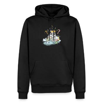Plastikmüll und Robbe mit vielen Fragezeichen - Männer Premium Bio Hoodie - Schwarz - Vorne - Nico (187cm)