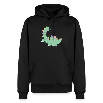 petit dinosaure vert à pois colorés - Sweat à capuche Premium bio Homme - noir - Devant - Nico (187cm)