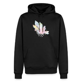 irisierende Kristalle mit Elfen Flügel und Rose - Männer Premium Bio Hoodie - Schwarz - Vorne - Nico (187cm)