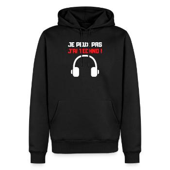 JE PEUX PAS J'AI TECHNO (NOIR) - Sweat à capuche Premium bio Homme - noir - Devant - Nico (187cm)
