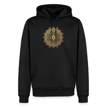 Chemise de yoga or méditation ornement soleil mandala - Sweat à capuche Premium bio Homme - noir - Devant - Nico (187cm)