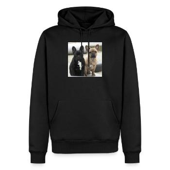 Zwei Französische Bulldoggen - Männer Premium Bio Hoodie - Schwarz - Vorne - Nico (187cm)