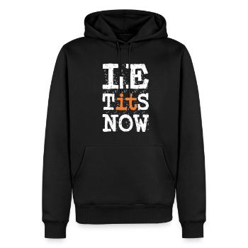 Le TITS Now - Funny Saying for Christmas - Men’s Premium Organic Hoodie - black - Front - Nico (187cm)