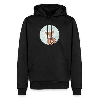renard doré pour Noël avec canne à sucre - Sweat à capuche Premium bio Homme - noir - Devant - Nico (187cm)
