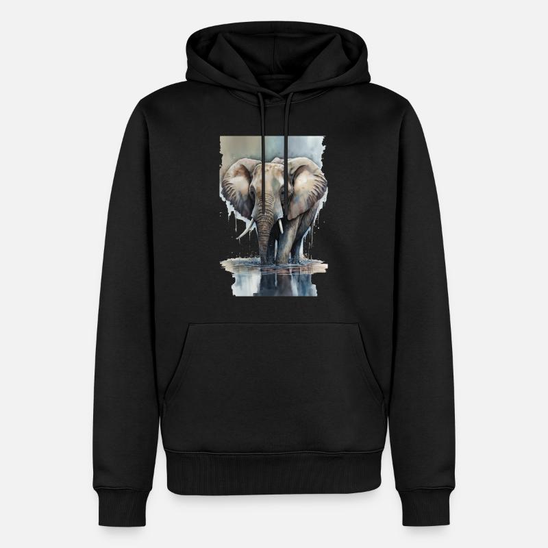 Aquarelle d’éléphant - Sweat à capuche Premium bio Homme - noir