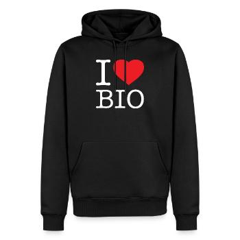 J’AIME BIO - Sweat à capuche Premium bio Homme - noir - Devant - Nico (187cm)