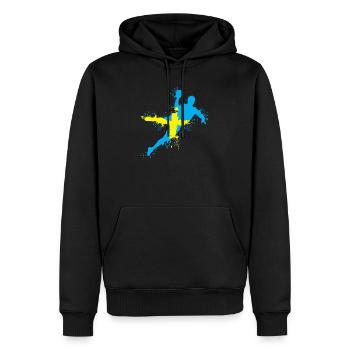 Handball Team Sweden Throw Explosion EC Logo icon - Men’s Premium Organic Hoodie - black - Front - Nico (187cm)