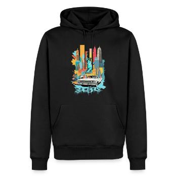 Ville de New York - Sweat à capuche Premium bio Homme - noir - Devant - Nico (187cm)