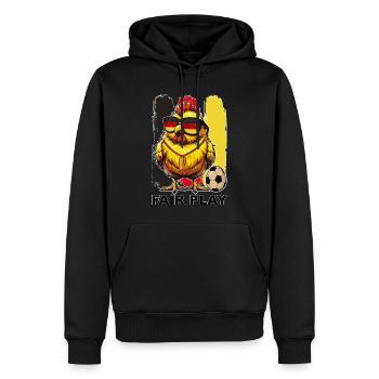 Hahn Fussball Deutschlandfarben Flagge Fahne - Männer Premium Bio Hoodie - Schwarz - Vorne - Nico (187cm)