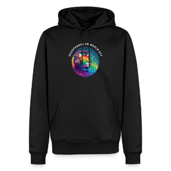 LGBT. Casque sur le monde éteint - Sweat à capuche Premium bio Homme - noir - Devant - Nico (187cm)