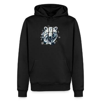 geometrischer Eisbär Kopf- Polygonen Motiv - Männer Premium Bio Hoodie - Schwarz - Vorne - Nico (187cm)