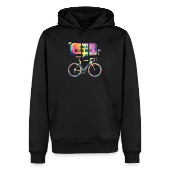 Design de vélo de route arc-en-ciel vibrant - Sweat à capuche Premium bio Homme - noir - Devant - Nico (187cm)