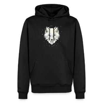 Zauberhaftes Polarfuchs-in geometrischer Eleganz - Männer Premium Bio Hoodie - Schwarz - Vorne - Nico (187cm)