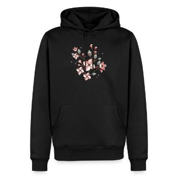 Branche de fleur de cerisier élégante - Splendeur printanière délicate - Sweat à capuche Premium bio Homme - noir - Devant - Nico (187cm)