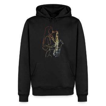 Vintage Saxophonistin Skizze - Männer Premium Bio Hoodie - Schwarz - Vorne - Nico (187cm)