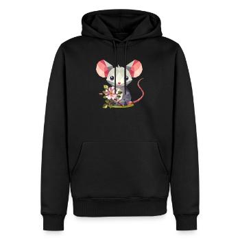 Souris avec églantier – joli motif pour enfants - Sweat à capuche Premium bio Homme - noir - Devant - Nico (187cm)