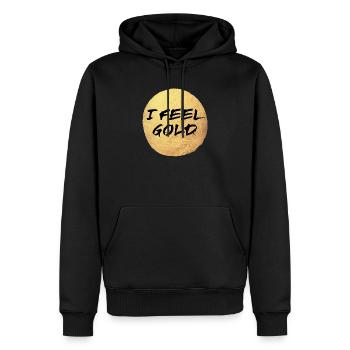 Cercle de yoga d’or Sentiment de soleil Méditation exclusive - Sweat à capuche Premium bio Homme - noir - Devant - Nico (187cm)