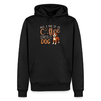 Café, chien et moi - Sweat à capuche Premium bio Homme - noir - Devant - Nico (187cm)