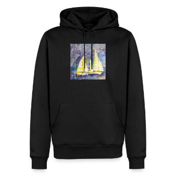 Farbenfroher Segelboot-Motiv im Expressionismus - Männer Premium Bio Hoodie - Schwarz - Vorne - Nico (187cm)
