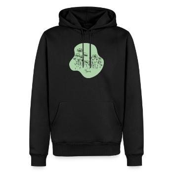 Illustration florale minimaliste - Sweat à capuche Premium bio Homme - noir - Devant - Nico (187cm)