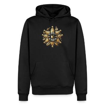 Conception de l’insigne de l’officier de café - Sweat à capuche Premium bio Homme - noir - Devant - Nico (187cm)