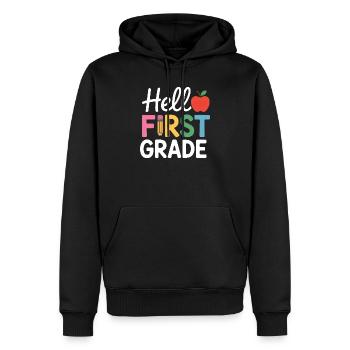 Bonjour la rentrée scolaire de première année - Sweat à capuche Premium bio Homme - noir - Devant - Nico (187cm)