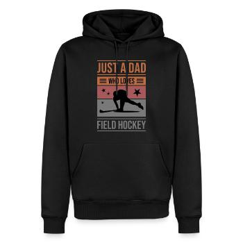 Cooles Feldhockey T-Shirt Design für Väter. - Männer Premium Bio Hoodie - Schwarz - Vorne - Nico (187cm)