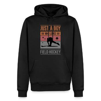 Feldhockey Just a Boy - Männer Premium Bio Hoodie - Schwarz - Vorne - Nico (187cm)
