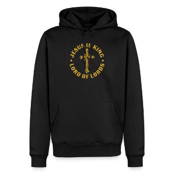 Gebrochener Goldener Kreuz-Design - Männer Premium Bio Hoodie - Schwarz - Vorne - Nico (187cm)