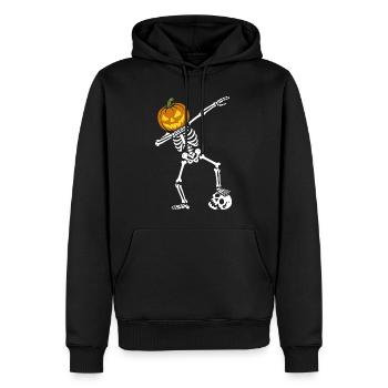 Halloween Dab Dance Skeleton with Skull - Men’s Premium Organic Hoodie - black - Front - Nico (187cm)