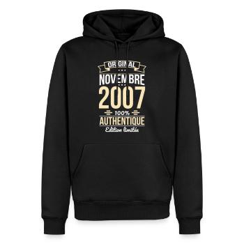 18th Birthday - Original - November 2007 - Men’s Premium Organic Hoodie - black - Front - Nico (187cm)
