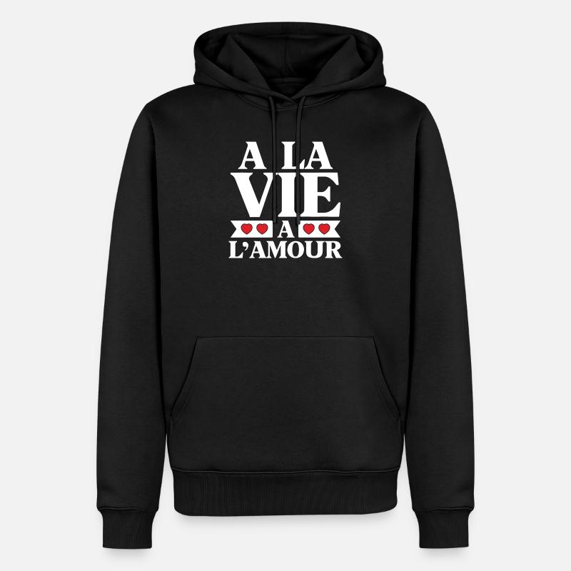 La Vie et L'Amour Coeurs Rouges - Sweat à capuche Premium bio Homme - noir