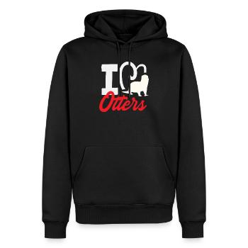 I Coeur Loutres Dessin animé Loutre de mer - Sweat à capuche Premium bio Homme - noir - Devant - Nico (187cm)