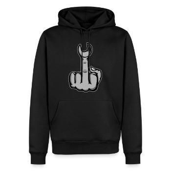Majeur Puant Clé à doigts - Sweat à capuche Premium bio Homme - noir - Devant - Nico (187cm)