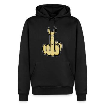 Doigt d’honneur Clé à molette puante - Sweat à capuche Premium bio Homme - noir - Devant - Nico (187cm)