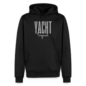 Yacht Squad – Luxus-Bootsbesatzung Segelurlaub - Männer Premium Bio Hoodie - Schwarz - Vorne - Nico (187cm)