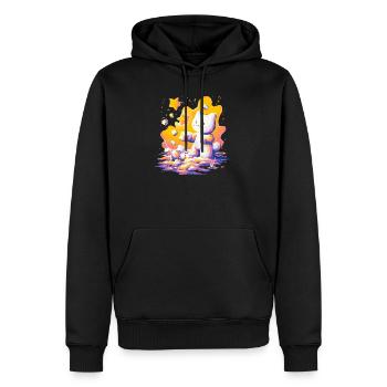 Katzen-Kosmos Neon-Palette - Männer Premium Bio Hoodie - Schwarz - Vorne - Nico (187cm)
