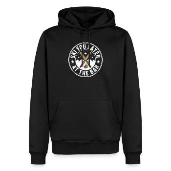 Skier plus tard au bar après ski bar - Sweat à capuche Premium bio Homme - noir - Devant - Nico (187cm)