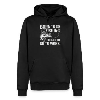 Né pour aller pêcher, forcé de travailler Pêcheur - Sweat à capuche Premium bio Homme - noir - Devant - Nico (187cm)
