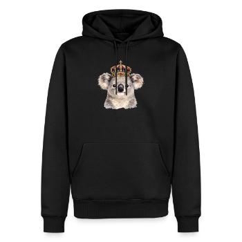 Königlicher Koala mit Krone  - Männer Premium Bio Hoodie - Schwarz - Vorne - Nico (187cm)