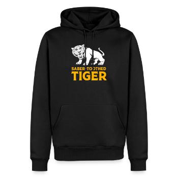Tigre à dents de sabre Préhistorique - Sweat à capuche Premium bio Homme - noir - Devant - Nico (187cm)
