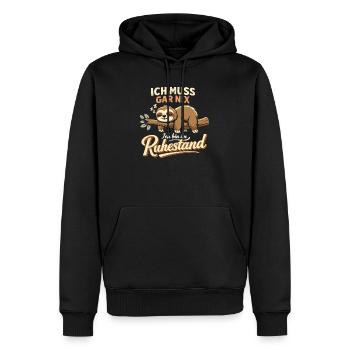Rentner Faultier Ich Muss Gar Nix Ruhestand - Männer Premium Bio Hoodie - Schwarz - Vorne - Nico (187cm)