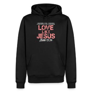Aimer comme Jésus Jean 13:34 Christ Foi - Sweat à capuche Premium bio Homme - noir - Devant - Nico (187cm)