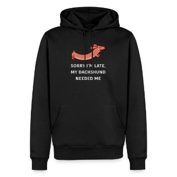 Dachshund Delay - Men’s Premium Organic Hoodie - black - Front - Nico (187cm)