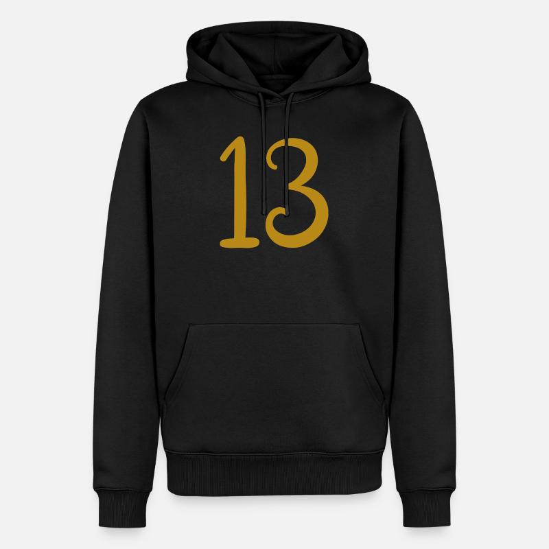 13 - Sweat à capuche Premium bio Homme - noir
