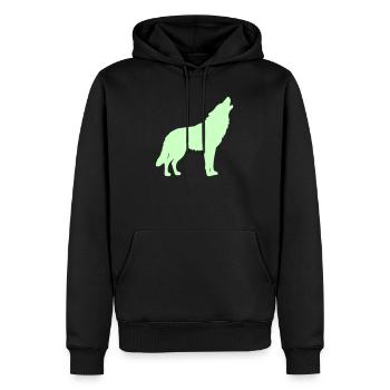 Wolfsilhouette Neon Grün - Männer Premium Bio Hoodie - Schwarz - Vorne - Nico (187cm)
