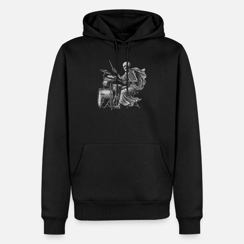 Batteur squelette avec cape - Sweat à capuche Premium bio Homme - noir